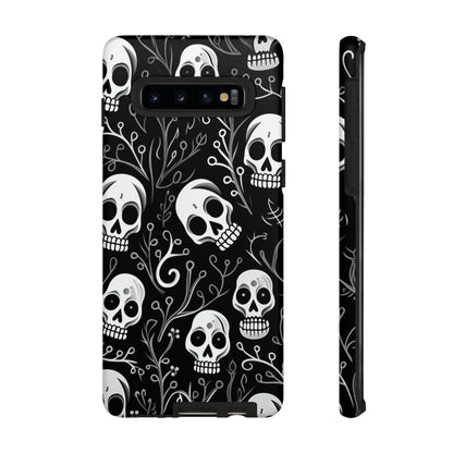 Join the Goth Side: Black Skull Floral Print | Mystical Elegance Case for iPhone, Samsung Galaxy, and Google Pixel