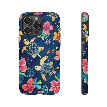 Undersea Floral Blue Sea Turtle Phone Case