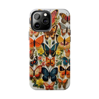 Embroidery Butterflies iPhone Case | Whimsical Elegance and Nature's Beauty in Handcrafted Detail