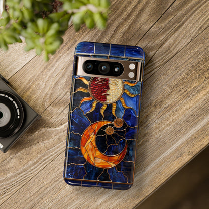 Celestial Stained Glass Moon and Stars iPhone 15 Case