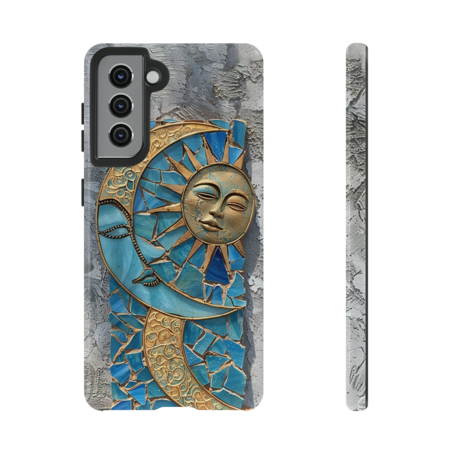 Boho Sun and Moon Mosaic Tile Stained Glass Phone Case