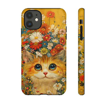 Cute Cat in Floral Garden Phone Case