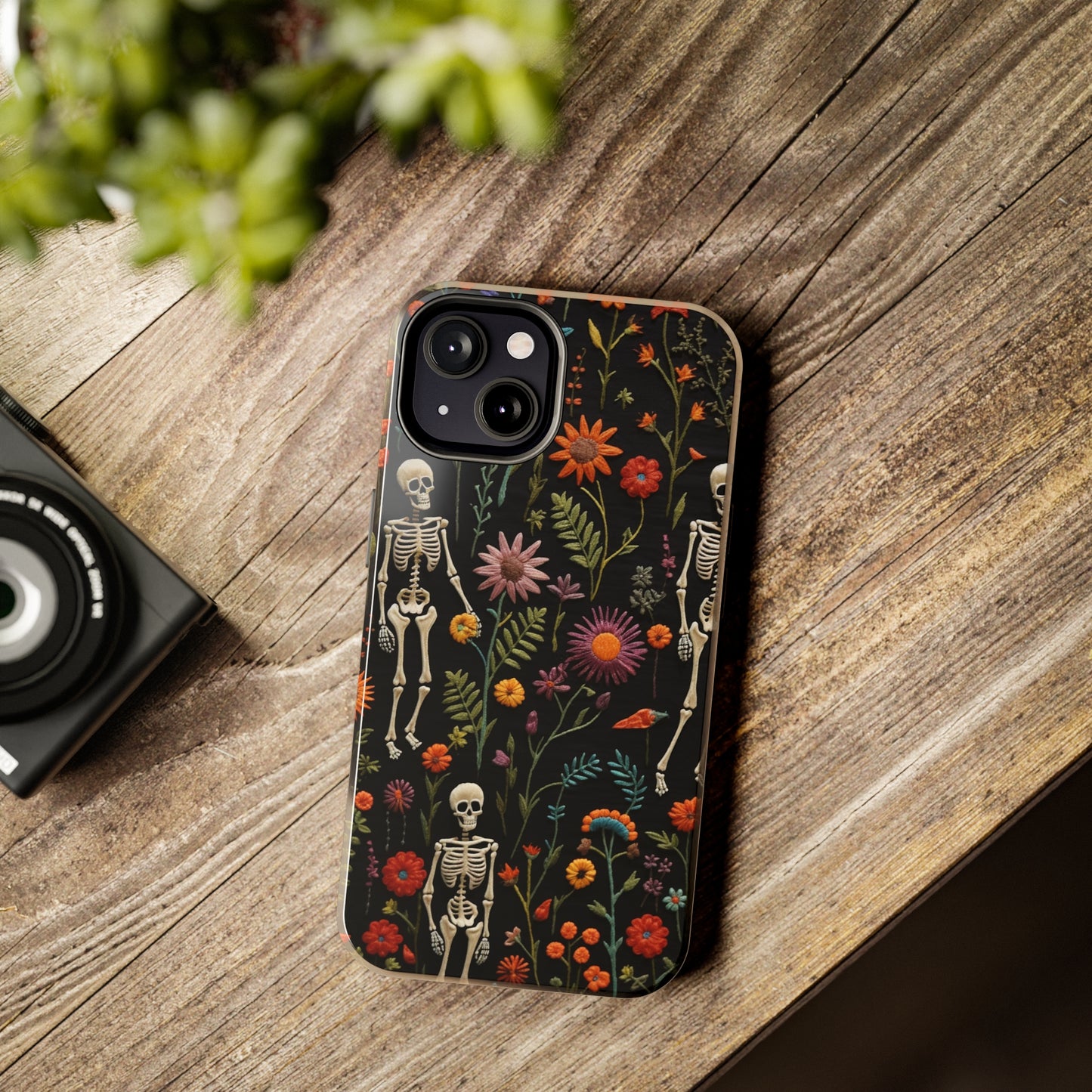 Skeletons in the garden Halloween Embroidery Phone Case