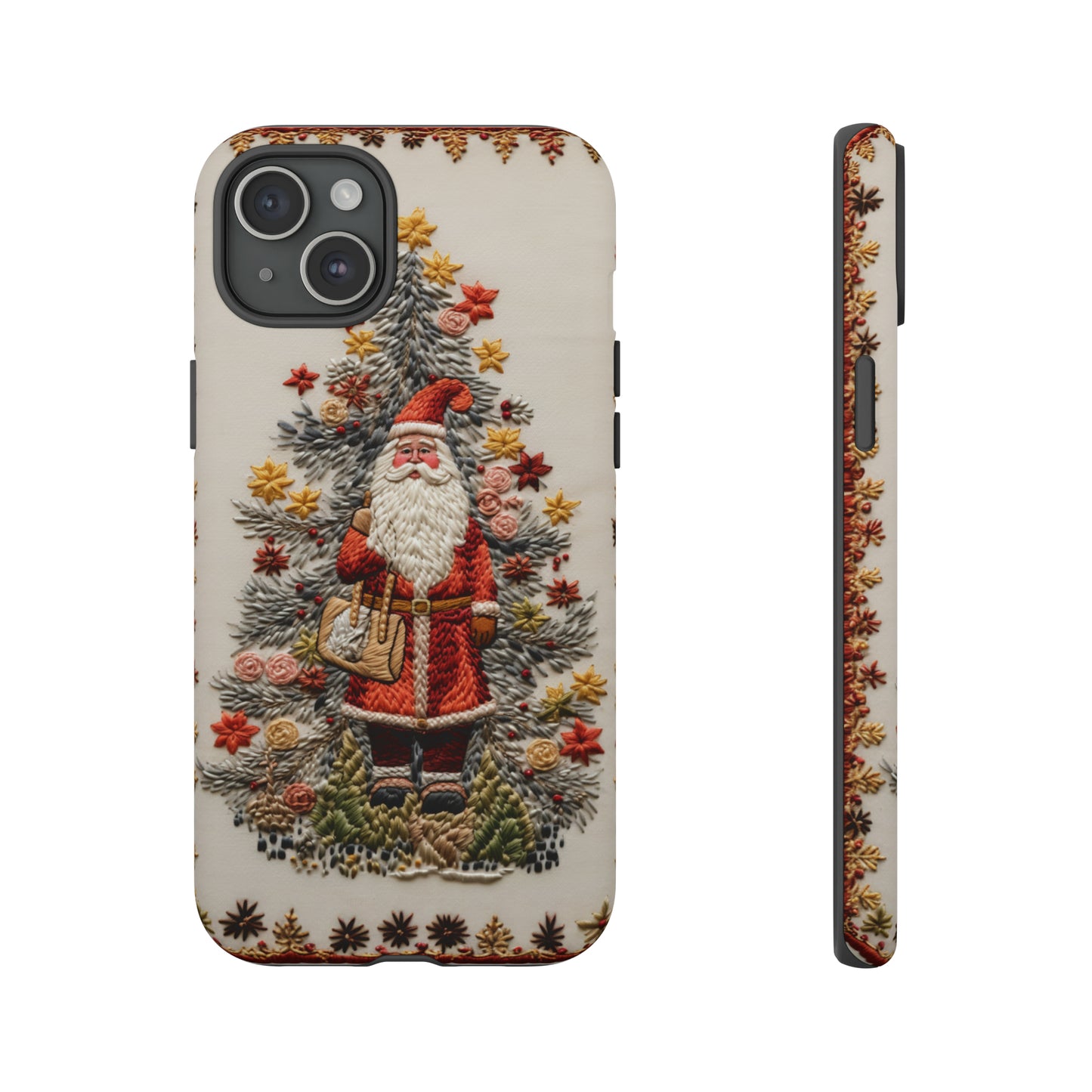 Vintage Embroidery Christmas Santa Phone Case