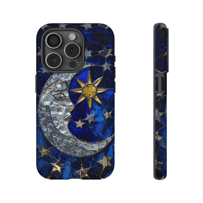 Cosmic Moon & Stars Stained Glass Starry Night Phone Case