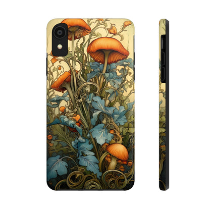 Vintage Mushroom iPhone Case Floral Aesthetic Art Nouveau Retro Phone Tough Case iPhone 14 Plus 13 12 7 8 SE Hippie Boho Style