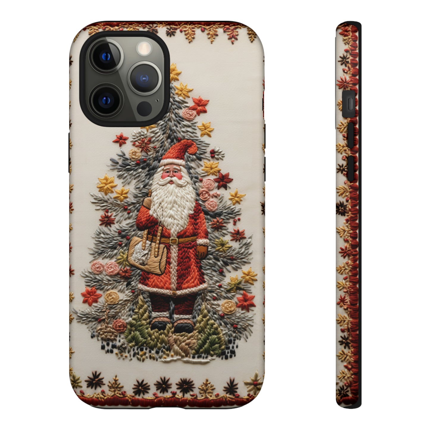 Vintage Embroidery Christmas Santa Phone Case