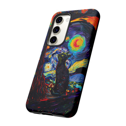 Starry Night Black Cat Van Gogh Painting Art Phone Case