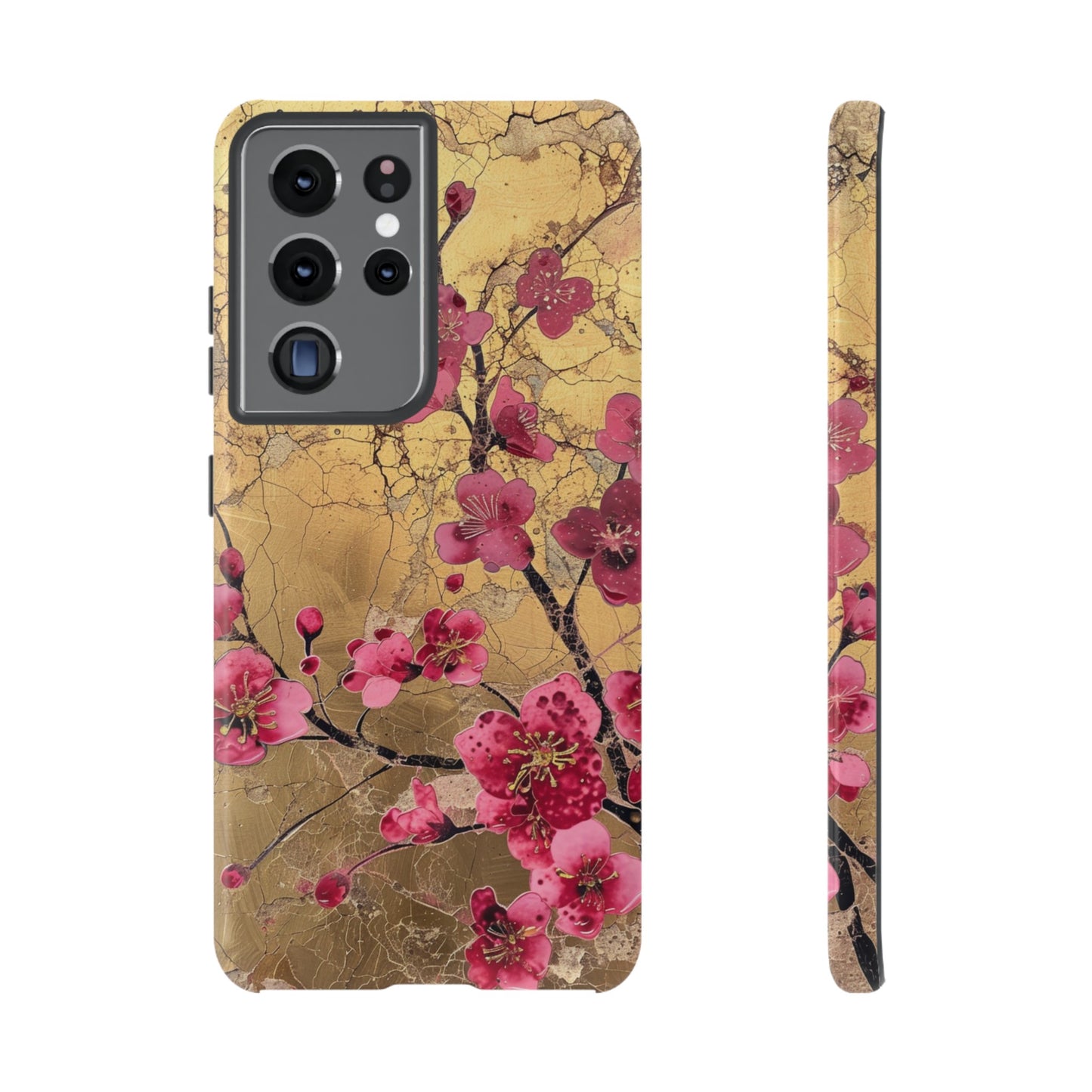 Pink Forget Me Nots Gold Floral Phone Case