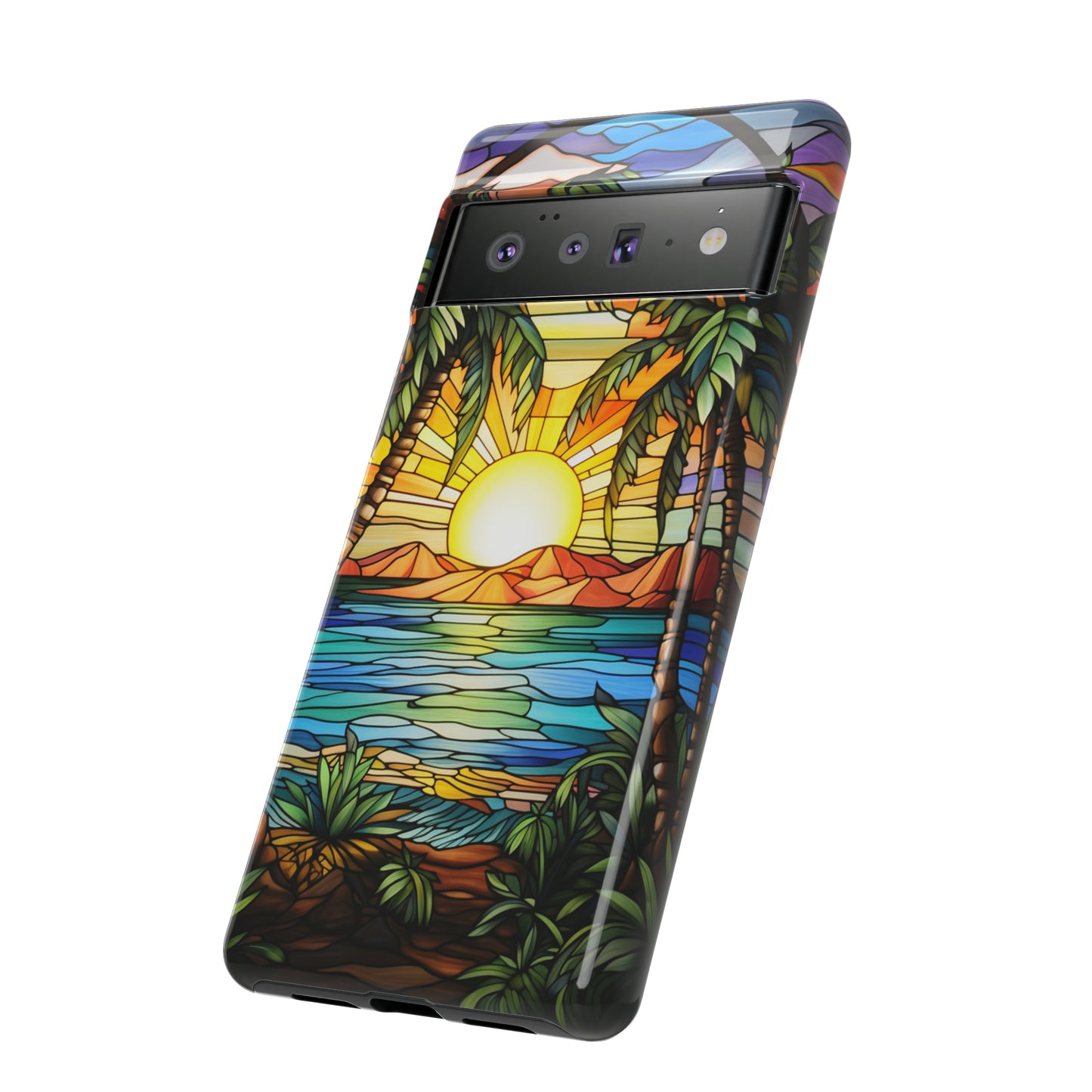 Tropical Stained Glass Sunset Beach