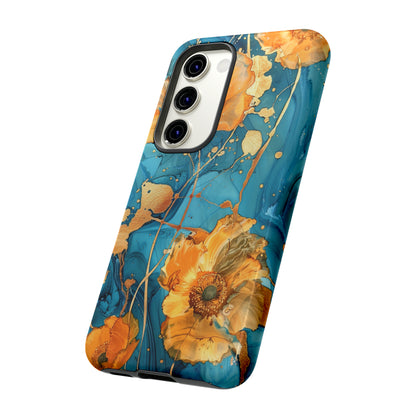 Gold Poppies Color Splash Floral Design Phone Case