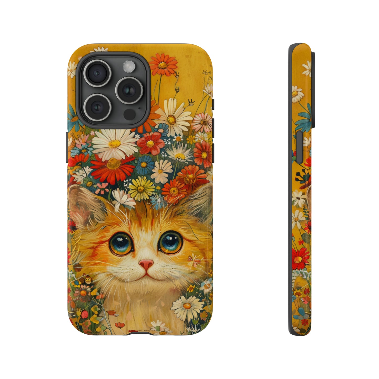 Cute Cat in Floral Garden Phone Case