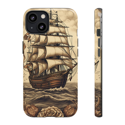 Vintage Tattoo Style Pirate Ship Phone Case