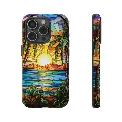 Tropical Stained Glass Sunset Beach