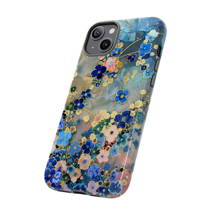 Forget Me Nots Gold Color Splash Floral Design Phone Case