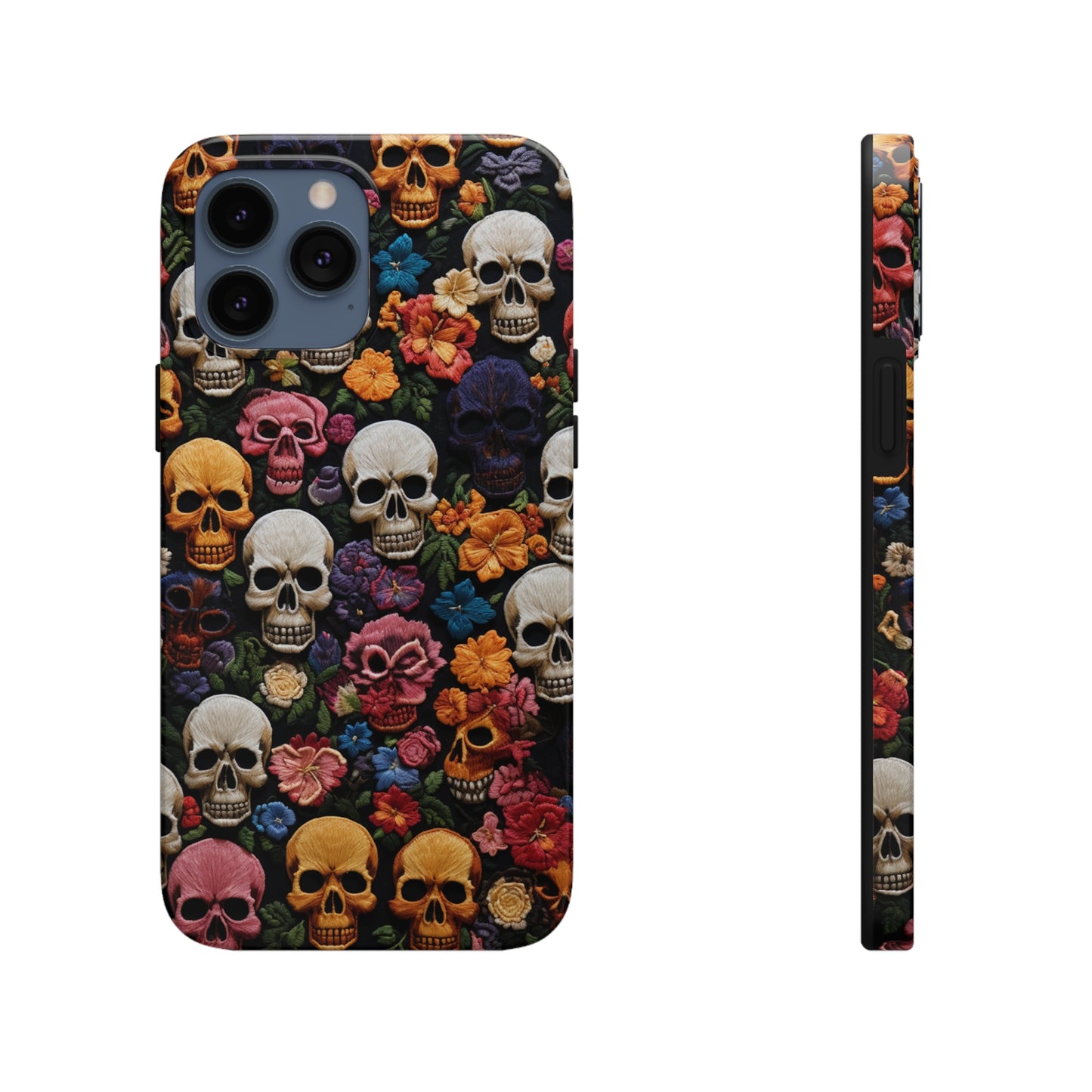 Embroidery Style Skulls Goth Dark Academia Tough Case iPhone Case