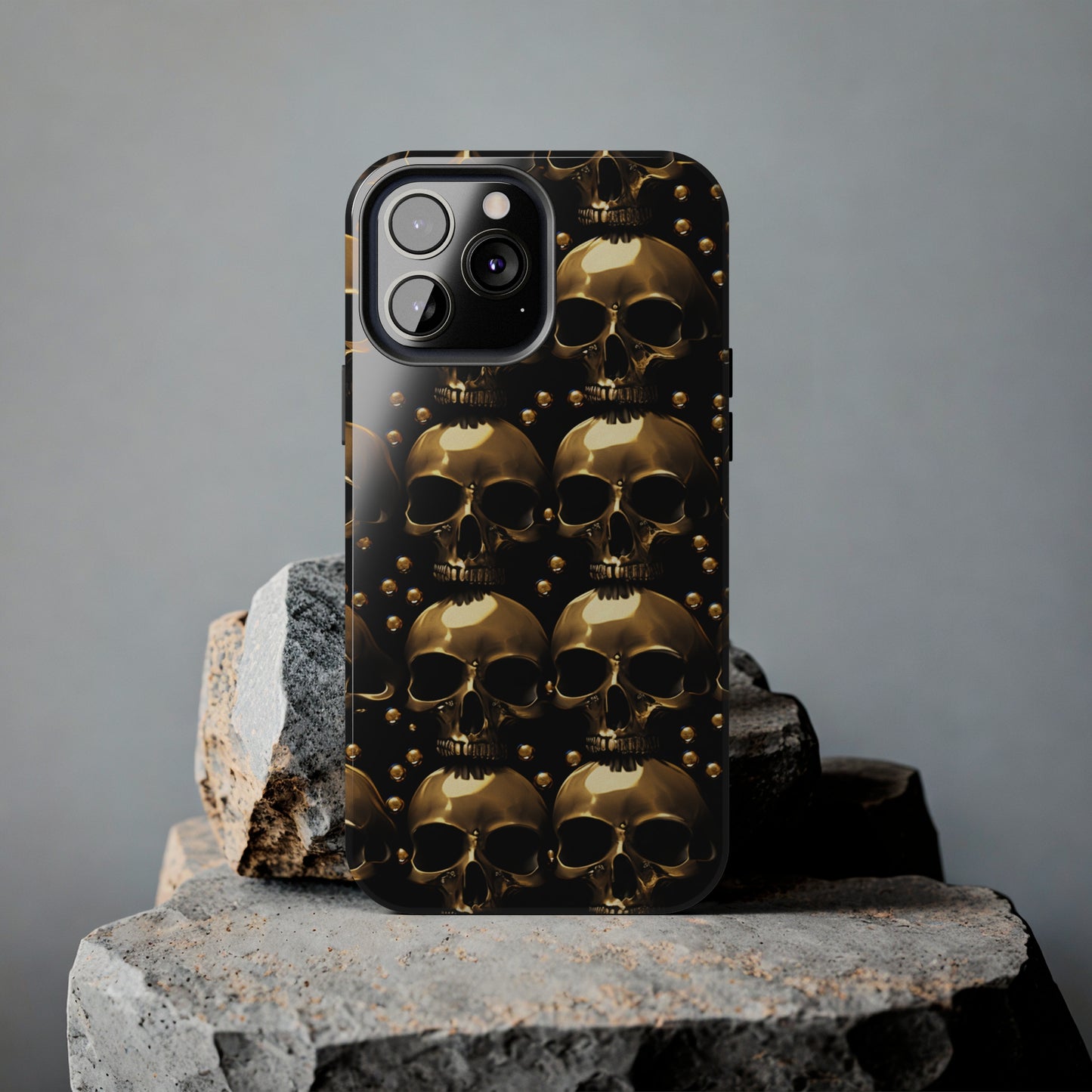 iPhone Case Golden Enigma: Where Goth Meets Glamour | Gold Skulls iPhone Tough Case