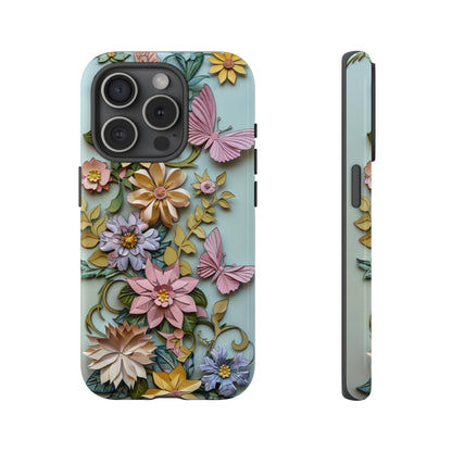 Pastel Pink Butterflies and Flowers iPhone Case