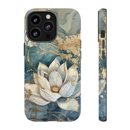 Zen Stained Glass Marble Lotus Floral Design Phone Case