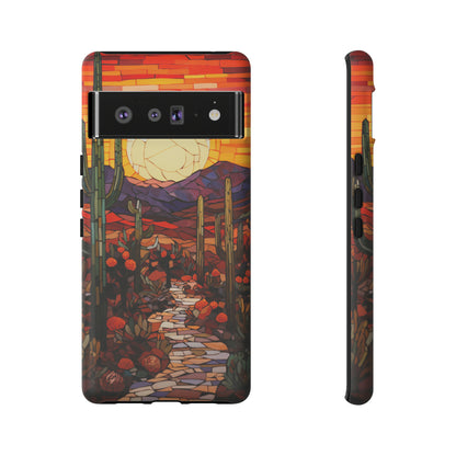 Desert Sunset Cactus Mosaic Tile