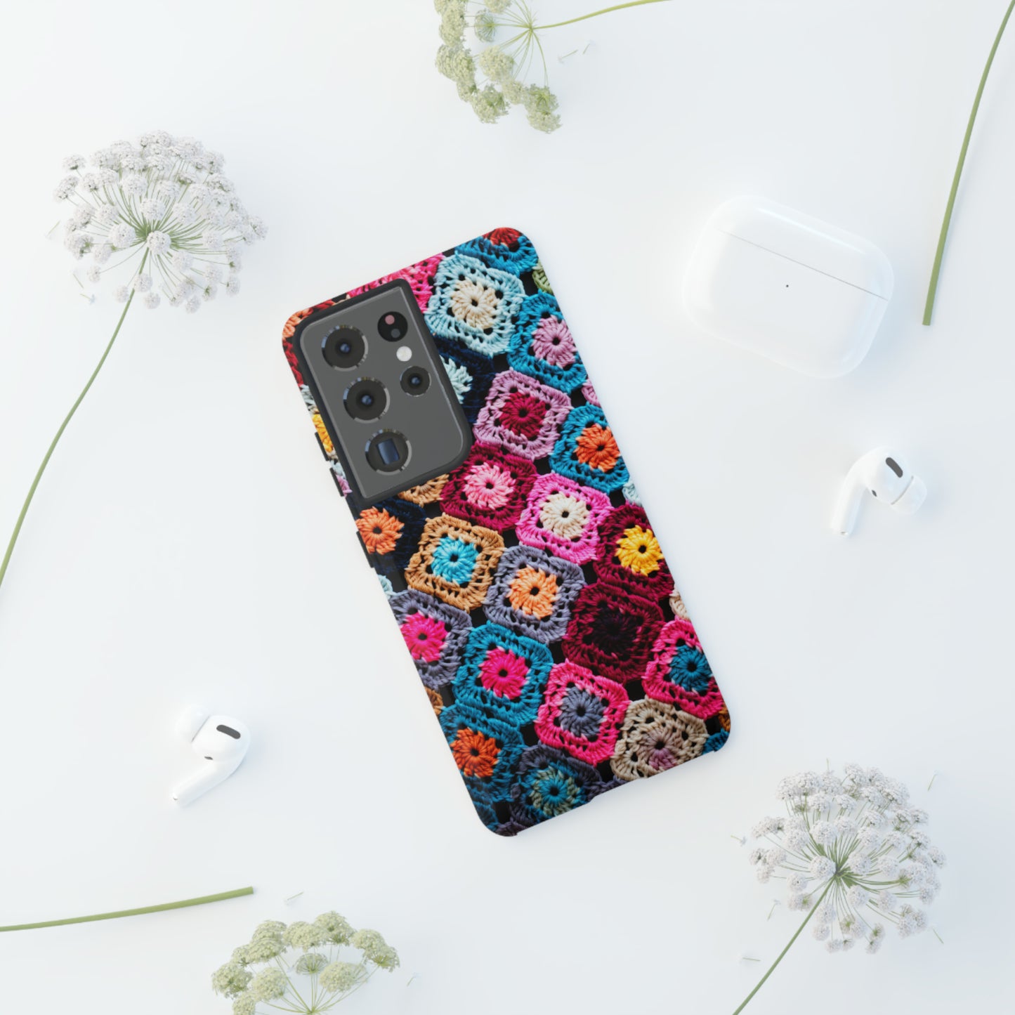 Vintage Floral Crochet Blanket Knit Look Phone Case