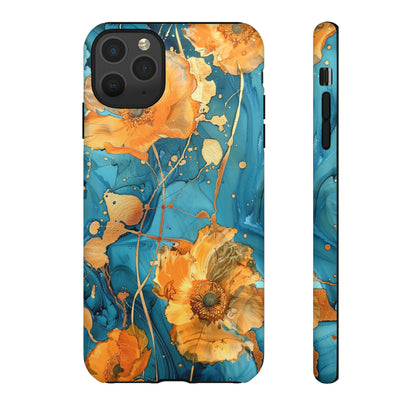 Gold Poppies Color Splash Floral Design Phone Case