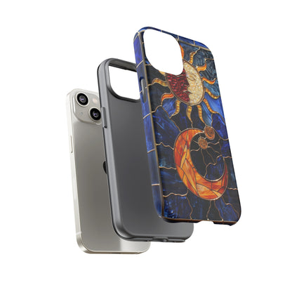 Celestial Stained Glass Moon and Stars iPhone 15 Case