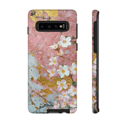 Pink Forget Me Nots Gold Floral Phone Case