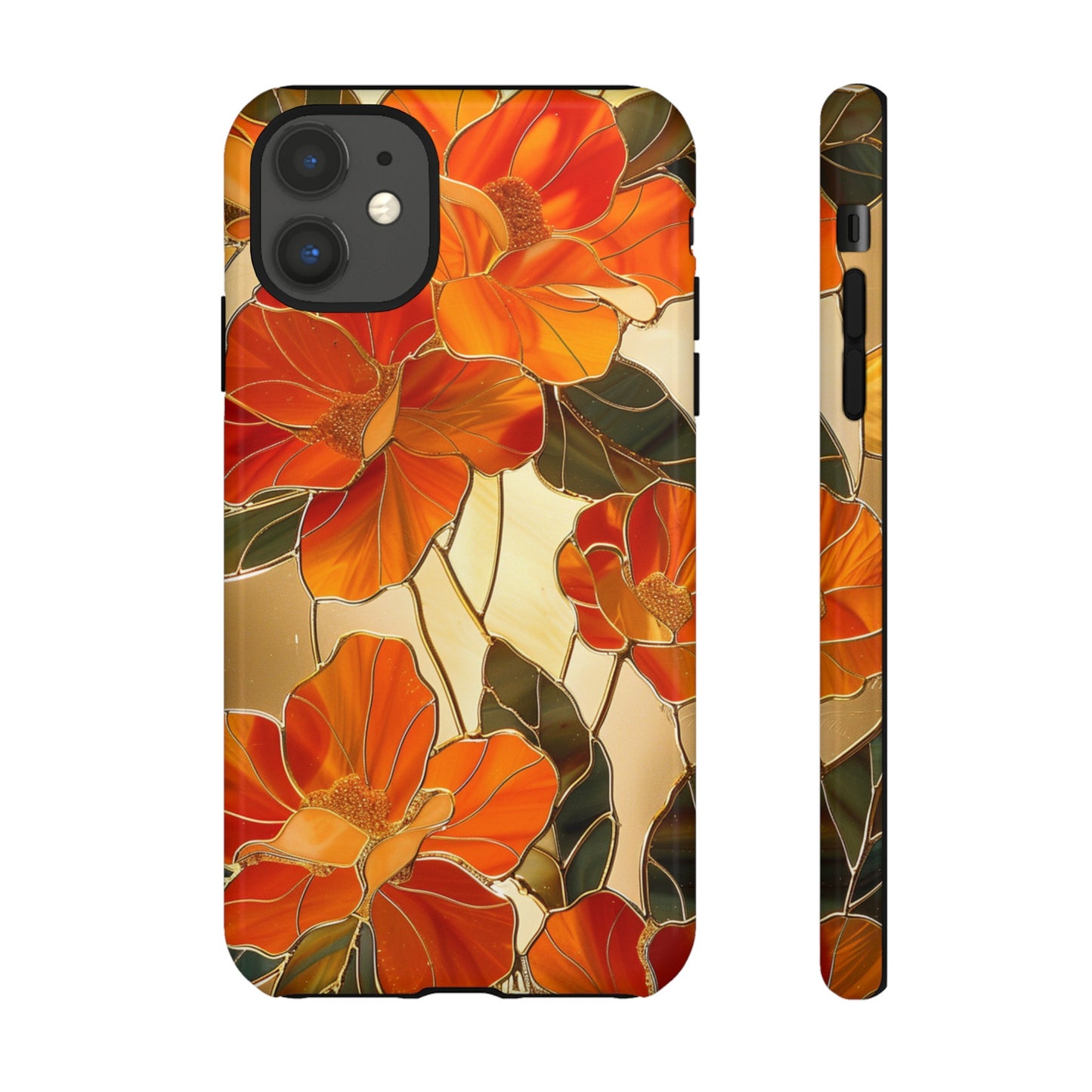 Orange Floral Phone Case Stained Glass Flower Aesthetic