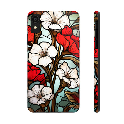 Red and White Floral Stained Glass iPhone Case