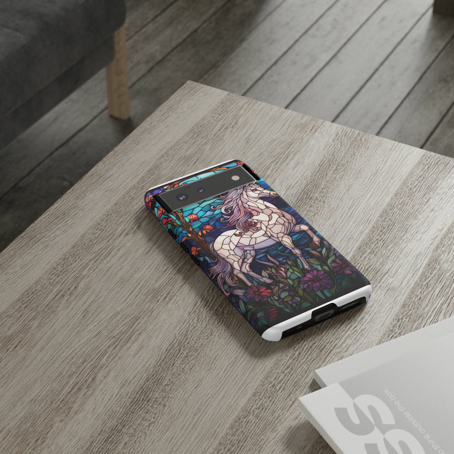 Unicorn Stained Glass iPhone, iPhone Case Retro Samsung Galaxy Phone Tough Case iPhone 15 14 Plus 13 12 7 8 Se Hippie Boho Style