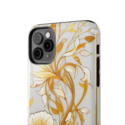 Gold floral Elegance: Art Deco Stained Glass iPhone Case | Vintage Glamour & Modern Protection for iPhone Models 11 through 14 Pro Max