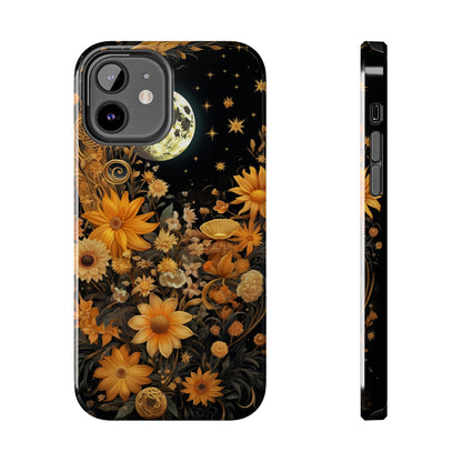 Cottagecore Floral Sun Moon Stars iPhone Case | Embrace Mystical Nature's Beauty