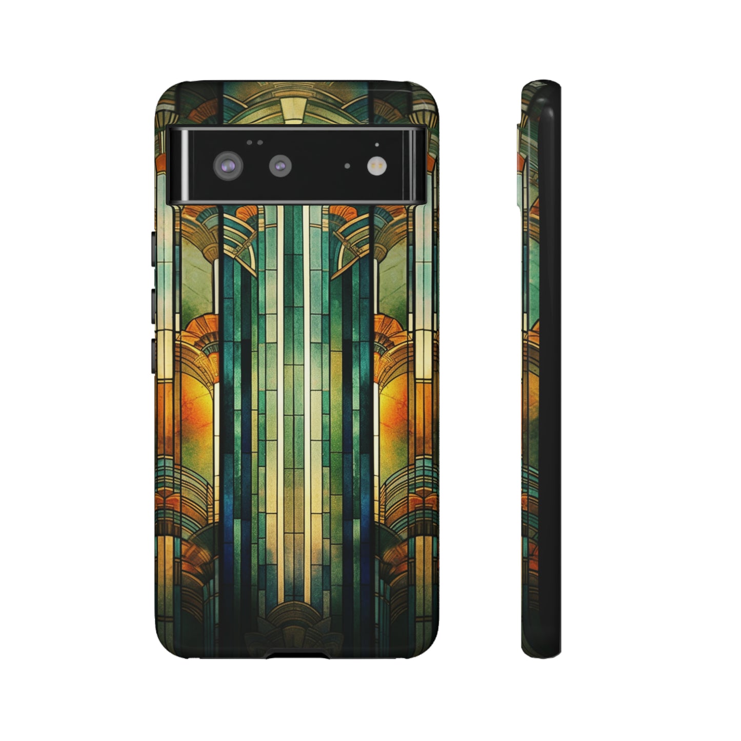 Art Deco Stained Glass floral Phone Case for iPhone 15, 14, Pro Max, 13, 12 & Samsung Galaxy S23, S22, S21, Google Pixel