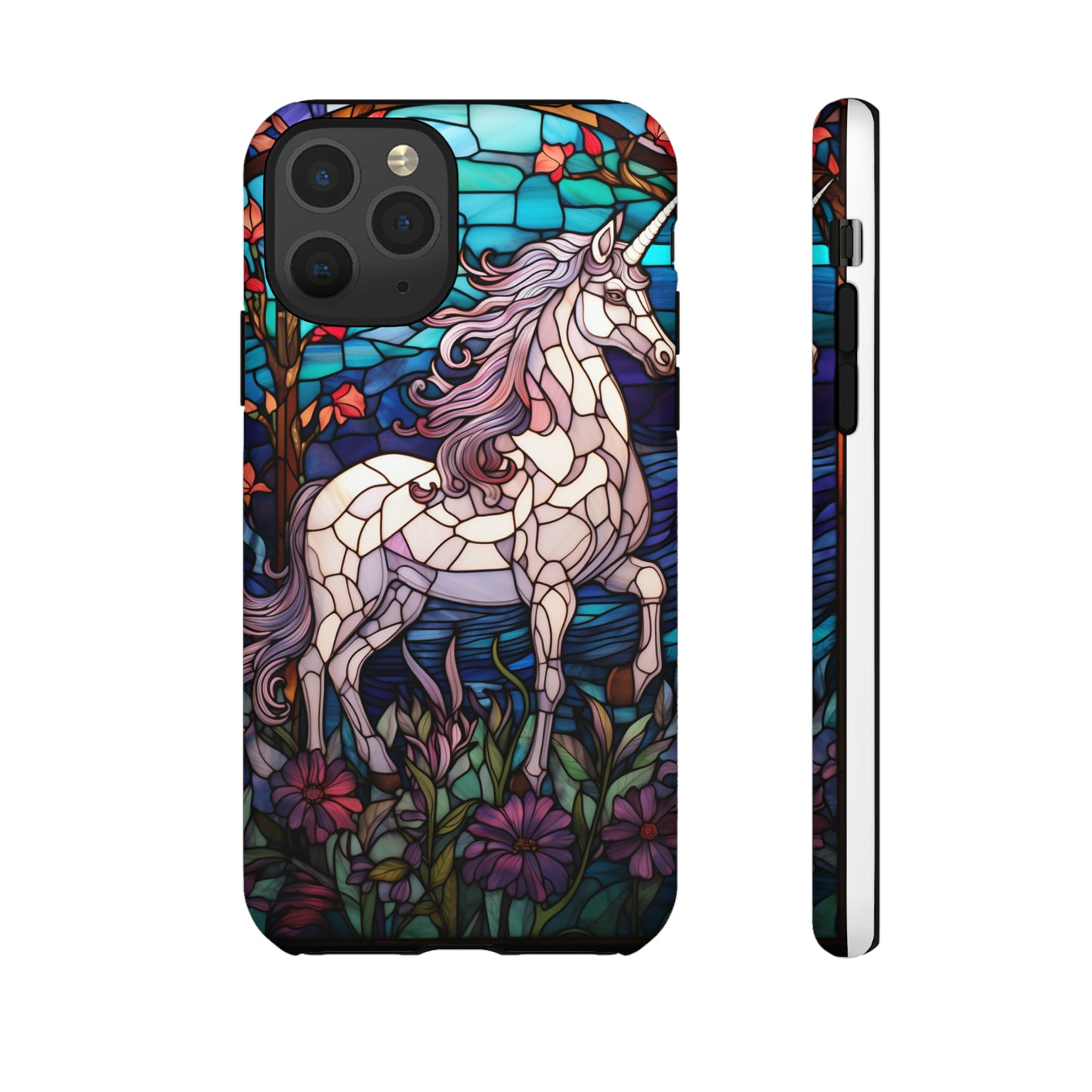 Unicorn Stained Glass iPhone, iPhone Case Retro Samsung Galaxy Phone Tough Case iPhone 15 14 Plus 13 12 7 8 Se Hippie Boho Style