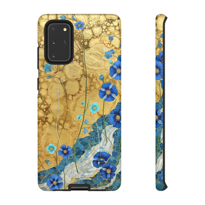 Forget Me Nots Gold Color Splash Floral Design Phone Case