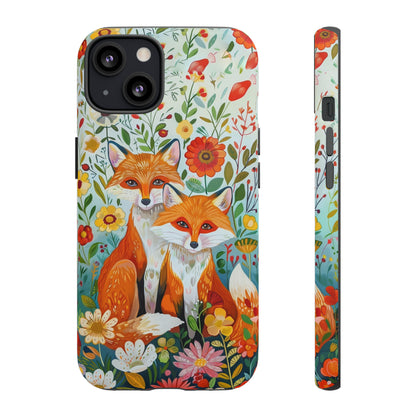 Foxes in the Floral Garden Phone Case