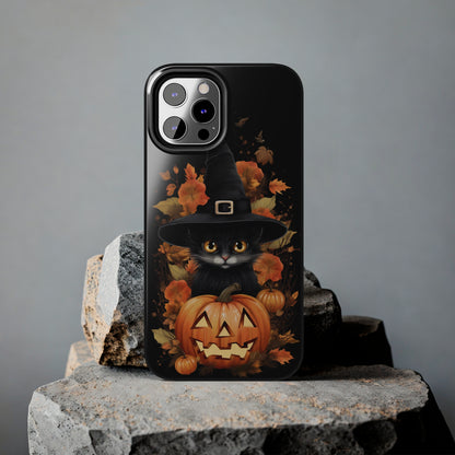 Trick or Treat Delight: Adorable Witch Cat Halloween Celebration | Whimsical iPhone Case