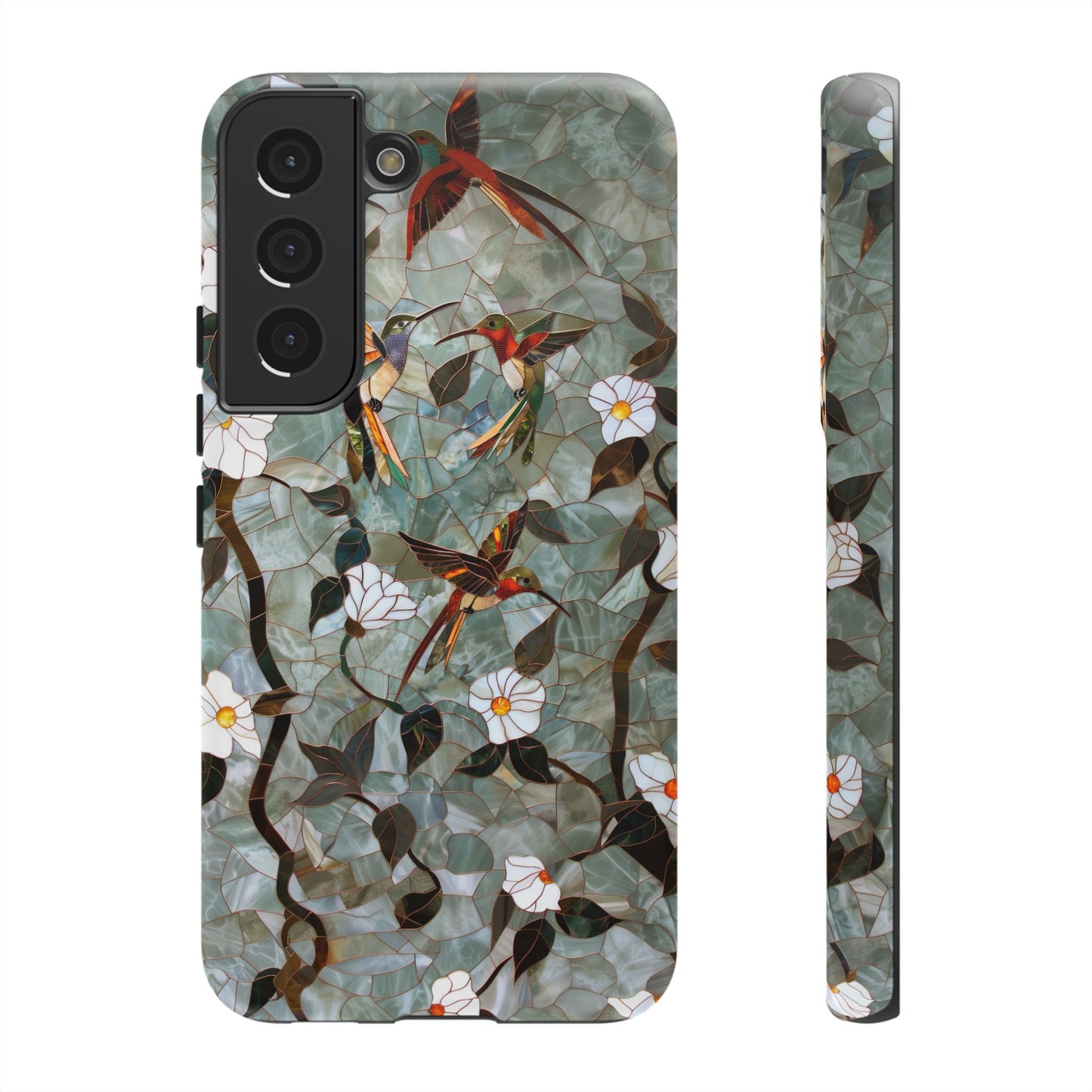 Stained Glass Hummingbirds and Flowers iPhone Case