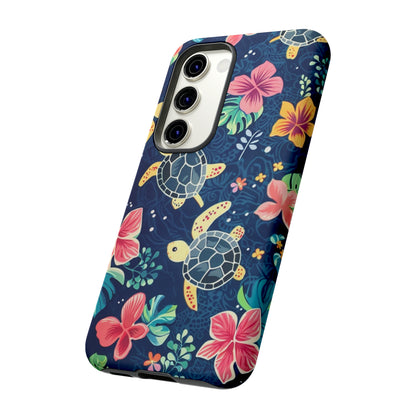 Undersea Floral Blue Sea Turtle Phone Case