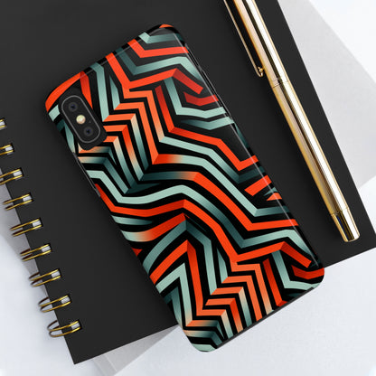 Abstract Wave Pattern Black, Blue, and Orange Psychedelic Tough iPhone Case | Embrace Vibrant Style and Reliable Protection