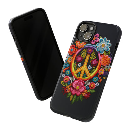 Peace Sign Embroidery Floral Hippie Style Phone Case