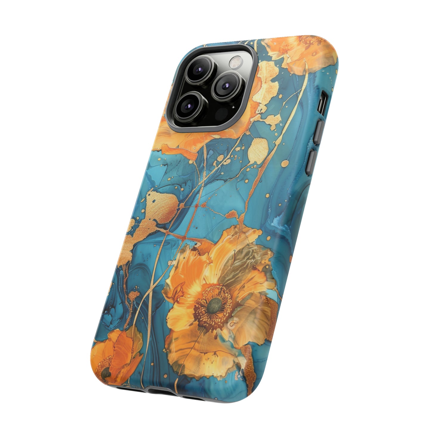 Gold Poppies Color Splash Floral Design Phone Case