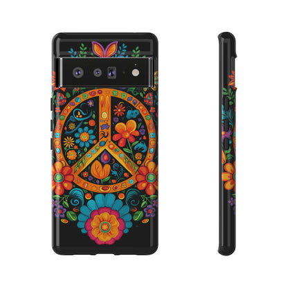 Peace Sign Embroidery Floral Hippie Style Phone Case