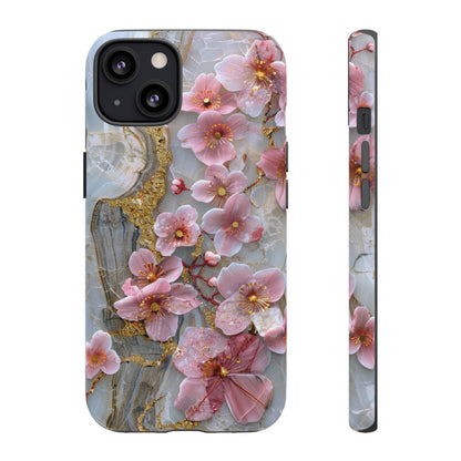 Pink Forget Me Nots Gold Floral Phone Case