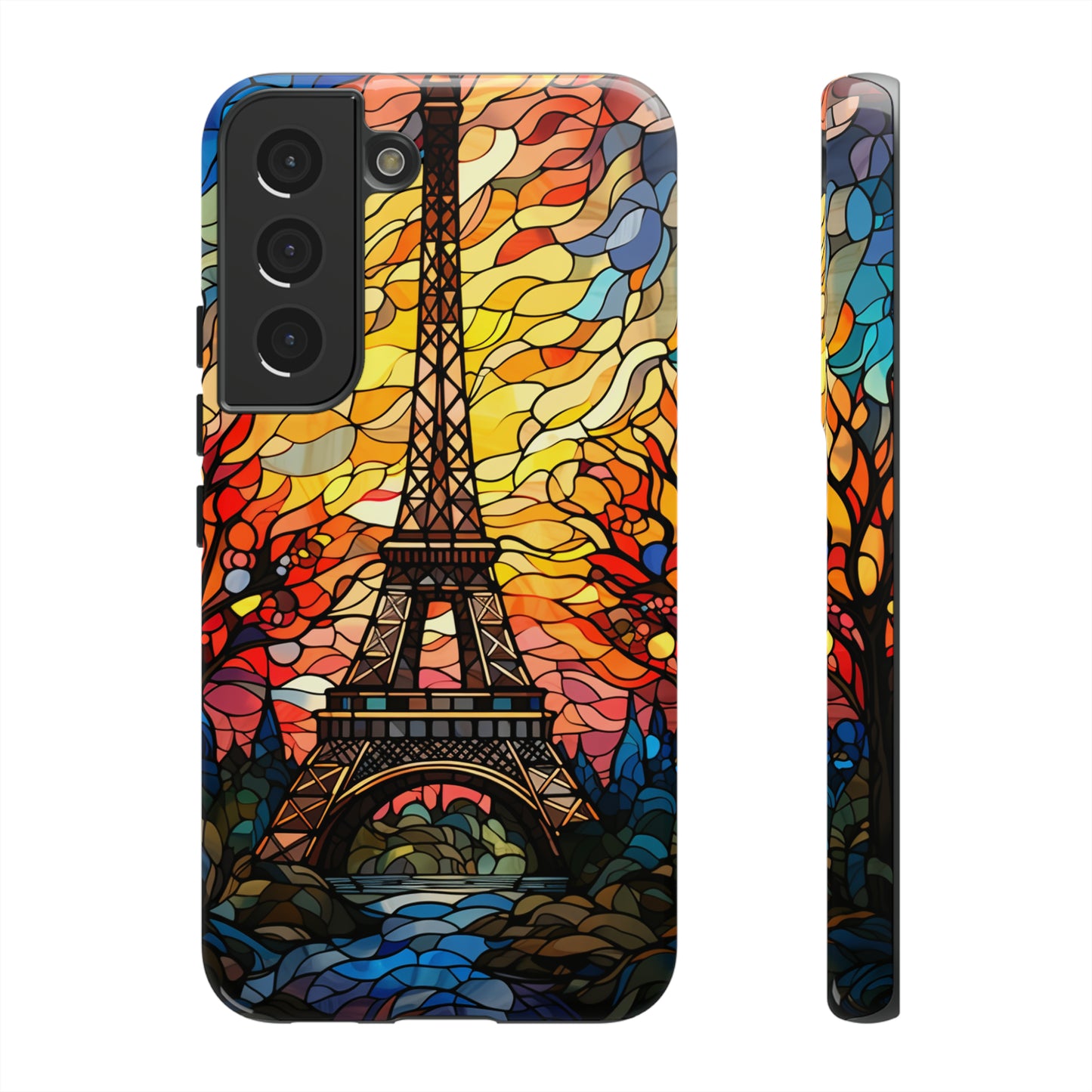 Parisian Elegance: Stained Glass Eiffel Tower | Artistic Flair iPhone Case for iPhone Models 11 through 14 Pro Max, Samsung Galaxy, and Google Pixel