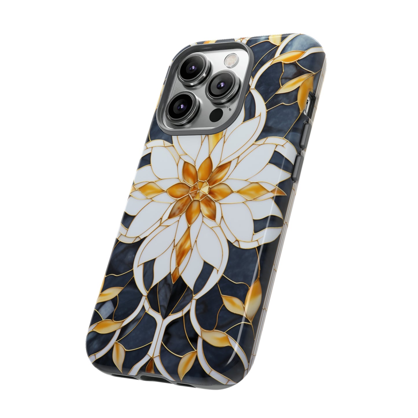 Art Deco Floral Gold & Blue Mosaic