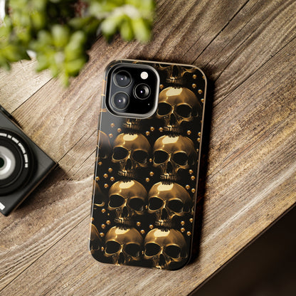 iPhone Case Golden Enigma: Where Goth Meets Glamour | Gold Skulls iPhone Tough Case