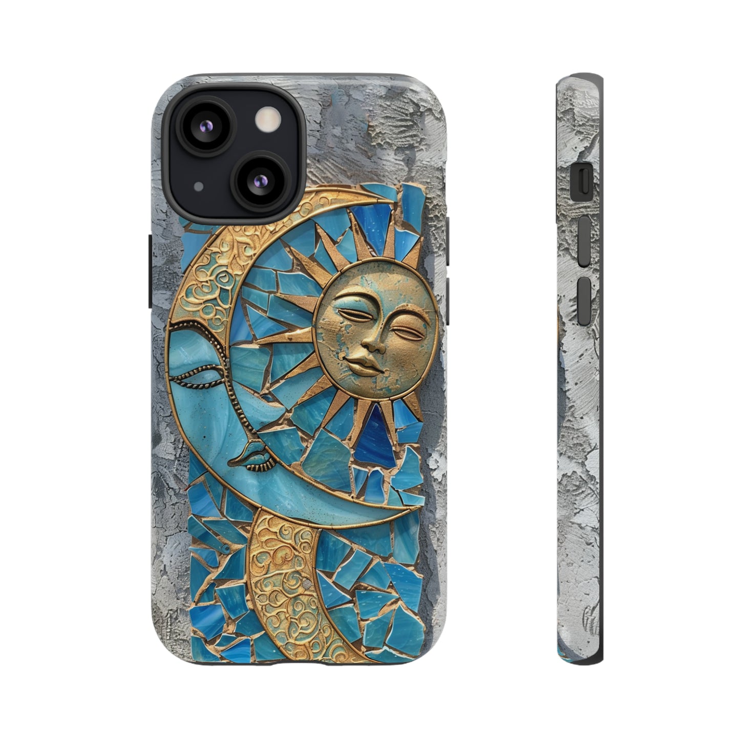 Boho Sun and Moon Mosaic Tile Stained Glass Phone Case