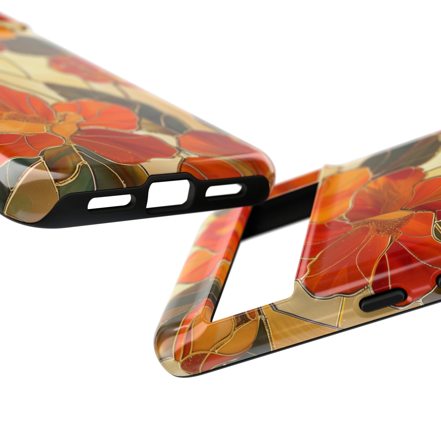 Orange Floral Phone Case Stained Glass Flower Aesthetic